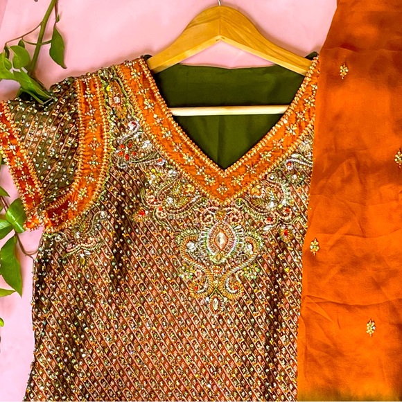 frontier heritage Other - Salwar kameez embroidered Punjabi suit ready to wear green mehndhi pajami